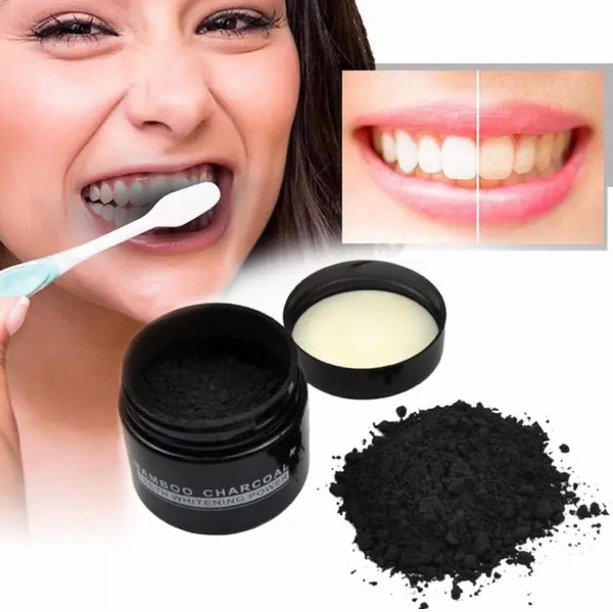 COMBO DE CARBÓN ACTIVADO ➕ CEPILLO DE BAMBU PARA BLANQUEAR LOS DIENTES Y ELIMINAR EL SARRO 🦷🦷