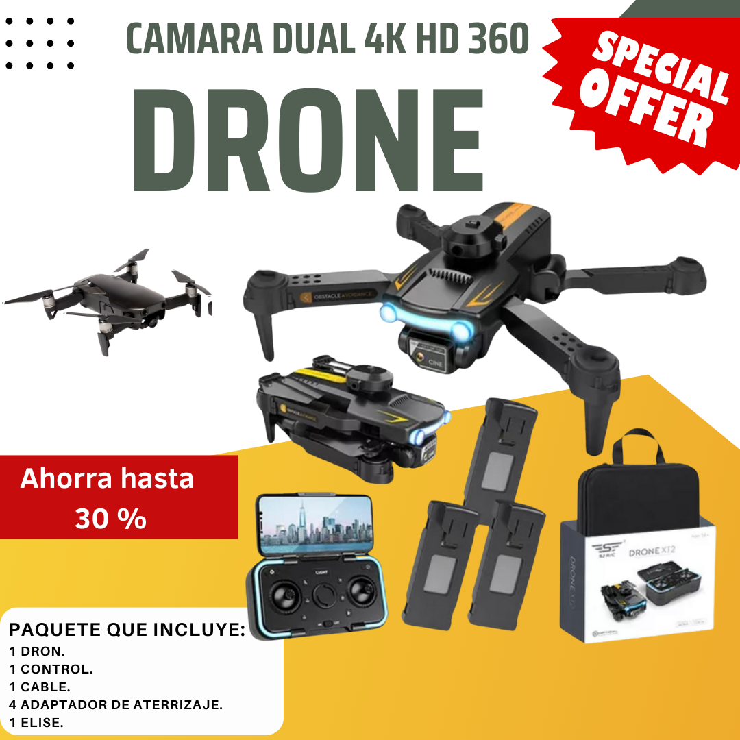 Dron con cámara dual ultra 4K, vuelo de trayectoria, control de gestos, vuelo 3D.