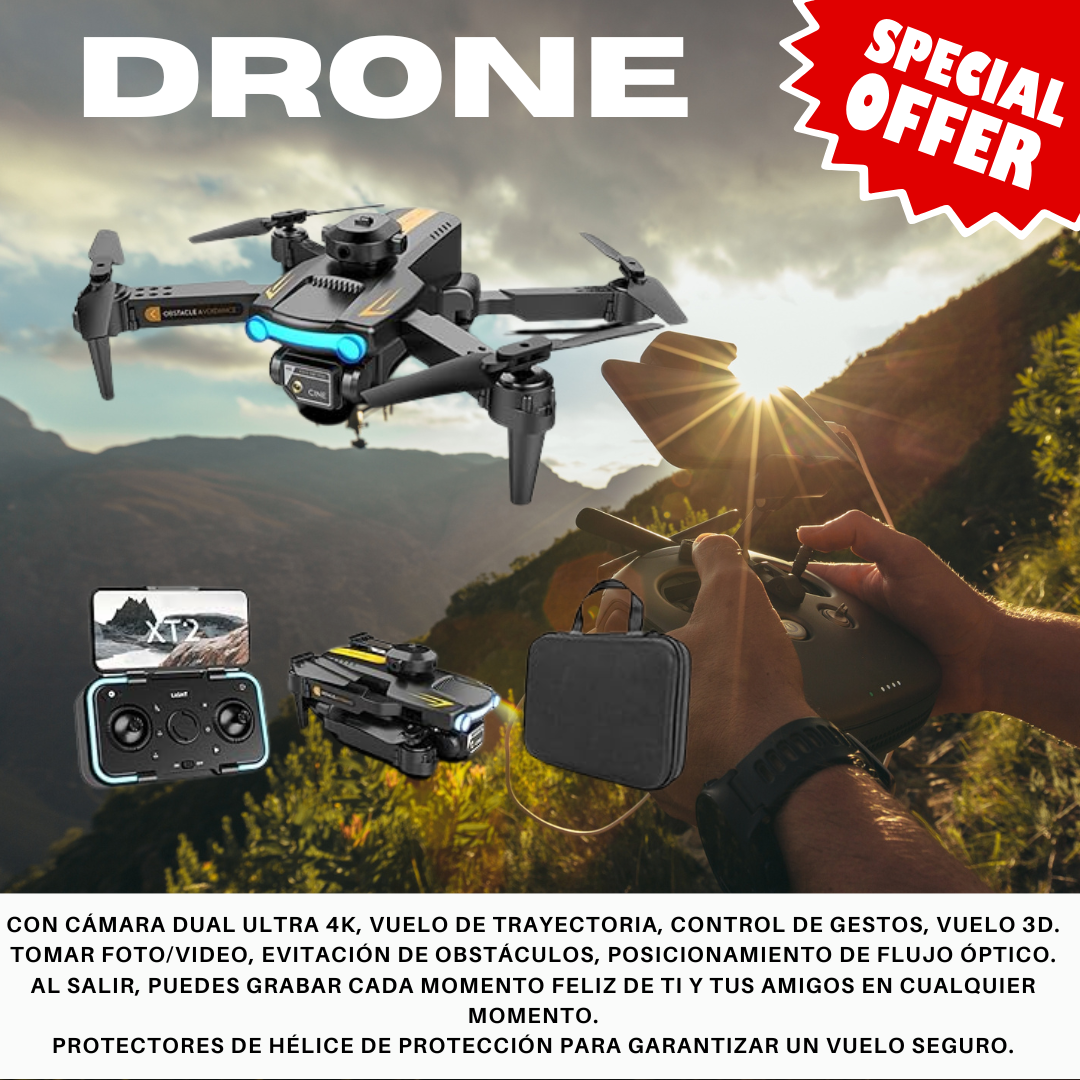 Dron con cámara dual ultra 4K, vuelo de trayectoria, control de gestos, vuelo 3D.
