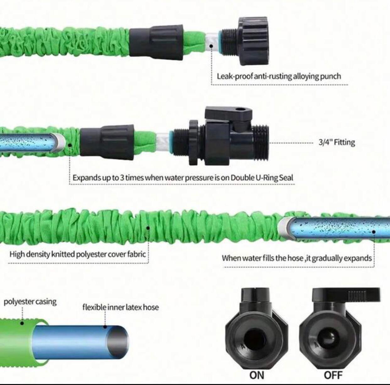 MANGUERA MAGIC HOSE ESPANSIBLE  50,75,100 y 150 PIES DE LARGO